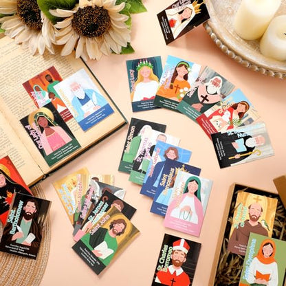 Motiskyy 120 Pcs Catholic Gift Catholic Prayer Card with Saint Stories - style: English Colorful Style