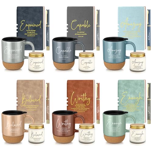 FillTouch 6 Set Christian Gift for Women Men Coffee Mug Journal Pen Candle - color: Vivid Color