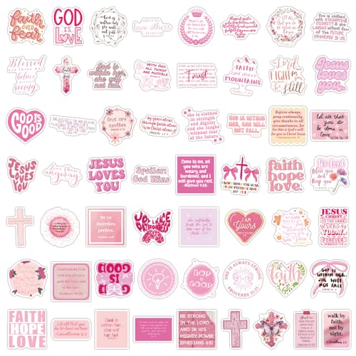 109 PCS Bible Verse Stickers Pink Christian Stickers Faith Stickers Scripture Stickers Inspirational Stickers Bible Stickers for Adults Jesus Stickers Faith Based Gifts - style: Bible Verse