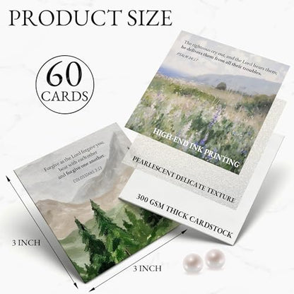 Watercolor Bible Verse Cards, 60 Mini Prayer Cards on 300GSM Pearl Paper - color: Watercolor