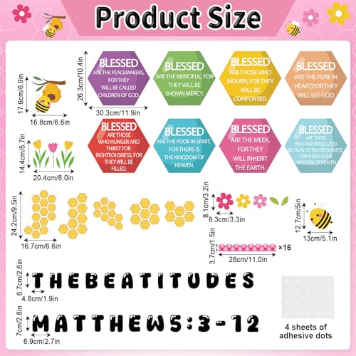 Christian Bulletin Board Decoration The Beatitudes Matthew 5:3-12 Classroom Decoration Motivational Bible Verse Paper Cutouts for Fall Sunday School Church Parish Decor（Sunshine） - style: Sunshine