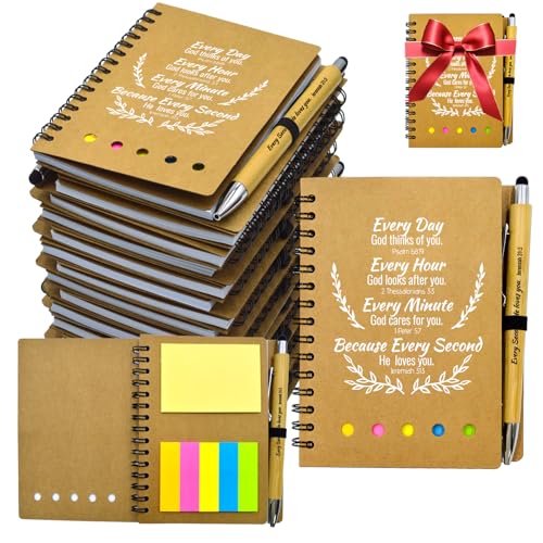 100 Pcs Bulk Fathers Day Christian Gifts Prayer Journal for Woman - 50 Set Religious Notepad with Christian Pen - Bible Notebook - Church Gifts for Inspirational, Bible Study, Devotions ( Brown ) - color: Brown, size: 50