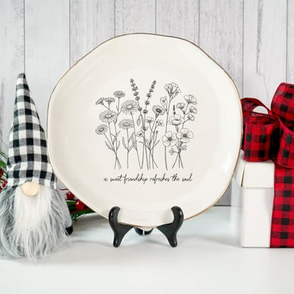A Sweet Friendship Refreshes The Soul Ring Dish – Ceramic Jewelry Tray for Birthday, Bridesmaid, BFF, Inspirational Trinket Holder - color: A Sweet Friendship Refreshes The Soul-02