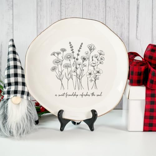 A Sweet Friendship Refreshes The Soul Ring Dish – Ceramic Jewelry Tray for Birthday, Bridesmaid, BFF, Inspirational Trinket Holder - color: A Sweet Friendship Refreshes The Soul-02