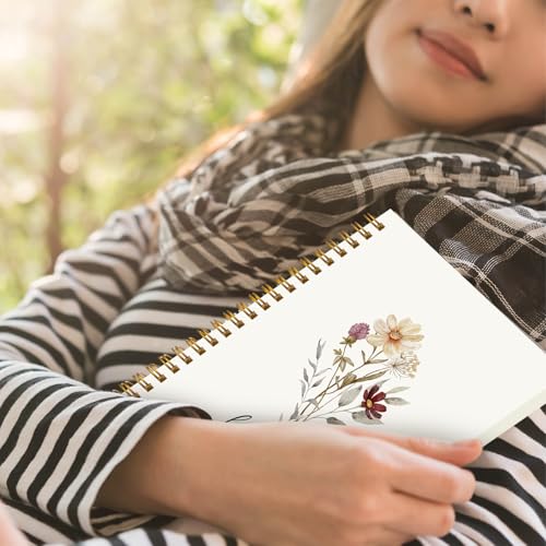 Gueevin 5 Pcs Spiral Notebook, Aesthetic Notepad, Floral, Christian