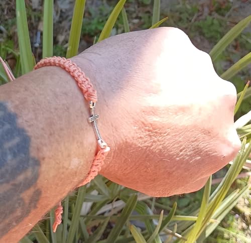 Cross Hemp Bracelet - color: Coral Peach