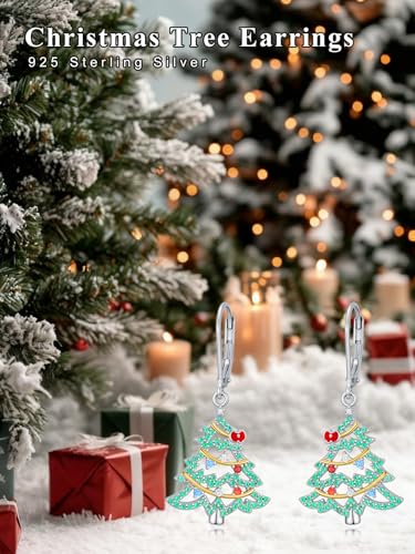 Dorunmo 925 Sterling Silver Dangle Drop Earrings for Women Holiday Earrings Hypoallergenic Halloween Christmas Jewelry Festival Gifts for Women - style: Christmas Tree-02