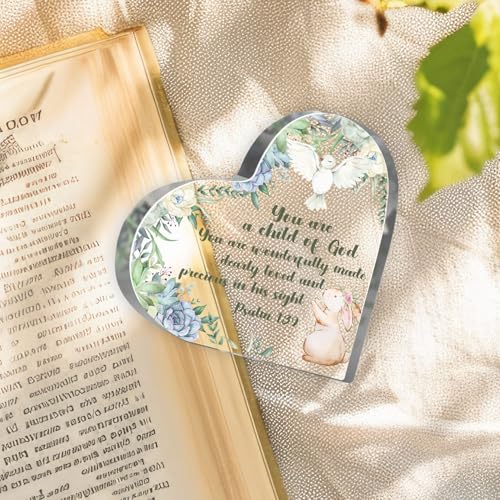 Baptism Gifts for Girls Boys, Religious Christening Confirmation Catholic Sign Decorations for Newborn, Inspirational Godchild Home Desk Decorations for Granddaughter Grandson - style: Baptism Sign 030
