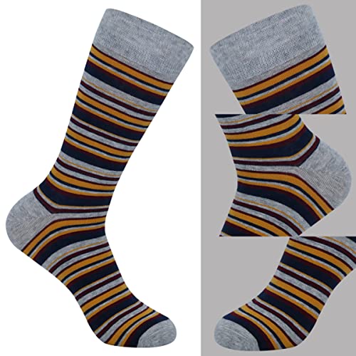 Men's Colorful Striped Dress Socks, 5-Pack Cotton, Sock Size 10-13 - color: 5