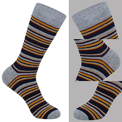 Men's Colorful Striped Dress Socks, 5-Pack Cotton, Sock Size 10-13 - color: 5