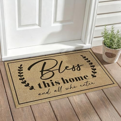 Christian Door Mat Welcome Mats for Front Door Outside Entrance 17"x30" - color: Bless This Home