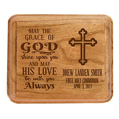 LifeSong Milestones Personalized 1st Holy Communion Keepsake Box May the grace of God shine upon you Custom Sacraments Baptism gifts (May the Grace) - color: May the Grace