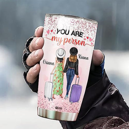 WAZONE Personalized Best Friend BFF Cups With Lids 20oz 30oz I'Ll Be There For You Quote Birthday Christmas Awesome Custom Names Gift For Women Besties Good Friends Sister Coffee Mugs - color: Bestie
