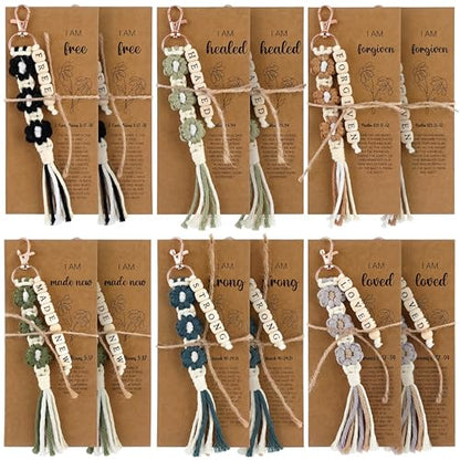 Gerrii 12 Set Back to School Keychain Bulk Christian Gift for Women, Dark - color: Dark