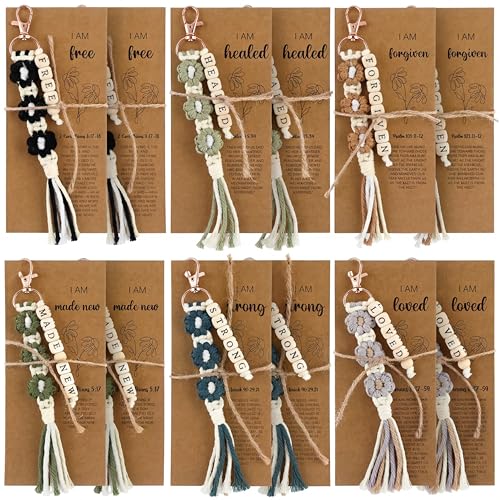 Gerrii 12 Set Back to School Keychain Bulk Christian Gift for Women, Dark - color: Dark