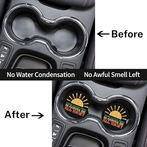 Car Cup Holder Coasters 2 Pack 2.63" for Women Anti Slip Ceramic - color: Yellow