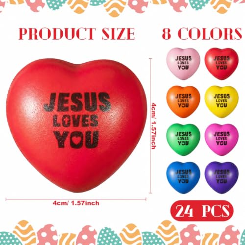 Skylety 48 Pcs Jesus Loves You Heart Balls Bulk, Christian Favors