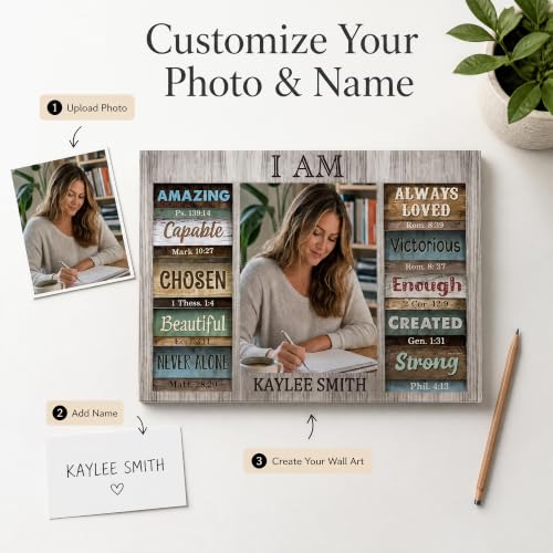 Ipplee Custom Canvas Scripture Wall Art for Women with Name and Photo - color: Design07