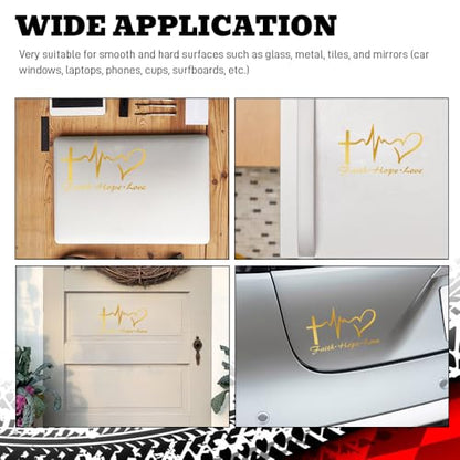 Hope Faith Love Heart Car Decal Stickers, Jesus Cross Vinyl Sticker, Gold - color: Gold