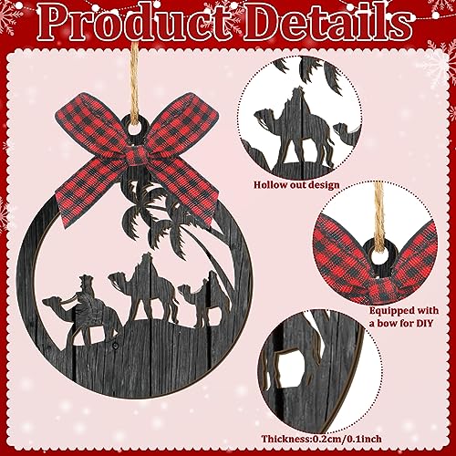 Soaoo 36 Pcs Christmas Nativity Ornaments, Winter Wood Tree Decor, Modern - style: Modern