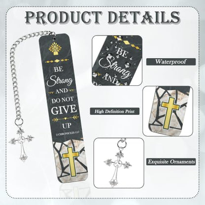Christian Bookmark Gift Set, Metal Book Mark and Pen for Bible Reading - style: Religious Dark Teal