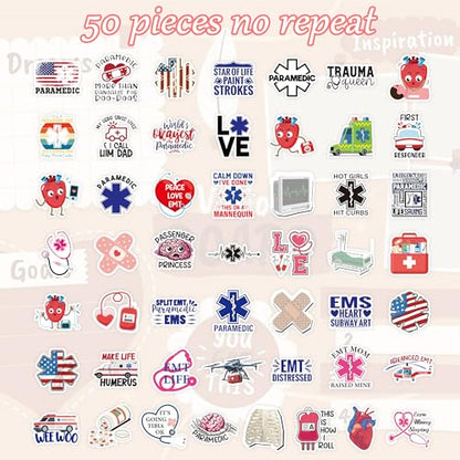 100 Pcs EMT & Paramedic Vinyl Stickers - color: Emt Theme