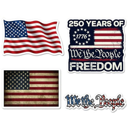 4 Pcs American Flag Stickers - USA Flag Waterproof Vinyl Decals for Cars - color: American Flag Stickers