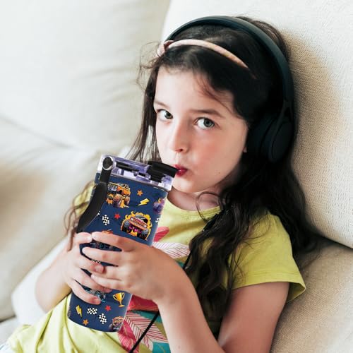 Monster Truck Tumbler with Top Handle and Flip Straw Lid 20oz Stainless Steel Insulated Travel Cups for Boys - Christmas Birthday Ideas for Monster Truck Kids Coffee Mugs - color: Truck02