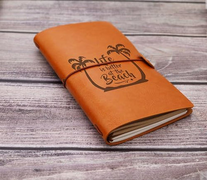 ZVMIS Beach Travel Journal,Record for Life Memory,Travel Adventure Awaits,Gifts for Who Like Beach Life-Camper Gift-Refillable Travel Photo Diary Journal - style: Style43-life is better at the beach