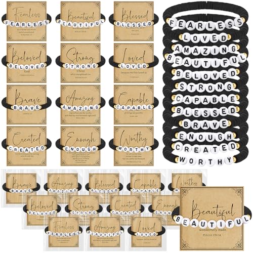 Kenning 24 Set Christian Bracelet for Men Women - color: Black