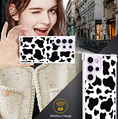 for Samsung Galaxy S23 Ultra Case - Black Cow Print - color: Black Cow Print, size: Galaxy S23 Ultra