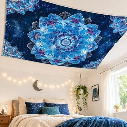 Apdidl Mandala Space Tapestry for Bedroom, Boho Blue Galaxy Sky Tapesries - color: Mandala Space Tapes try, size: 60"L x 51"W