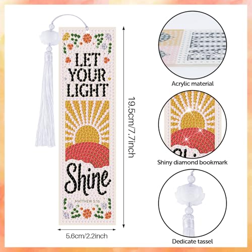 8 Pieces Christian Bible Verse Diamond Art Bookmarks 5d Christian Beaded Bookmark Acrylic Tassel Bookmark for DIY Making Beginners Adults Arts Craft Supplies (Boho Floral) - color: Boho Floral