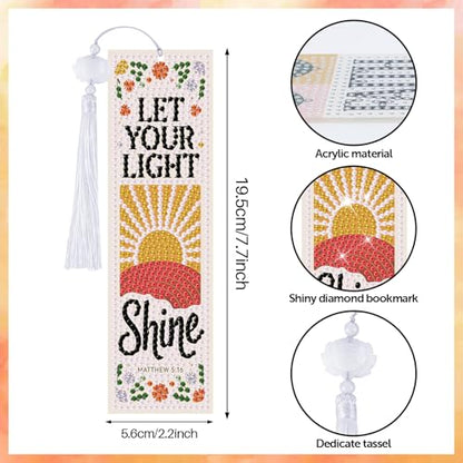 8 Pieces Christian Bible Verse Diamond Art Bookmarks 5d Christian Beaded Bookmark Acrylic Tassel Bookmark for DIY Making Beginners Adults Arts Craft Supplies (Boho Floral) - color: Boho Floral