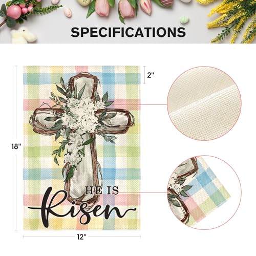 AVOIN colorlife He Is Risen Easter Garden Flag Outside 12x18 Inch - size: Garden Size-12 x 18"