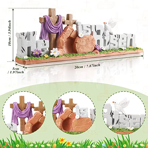 Fumete Easter Decorations He is Risen Decor Resin Religious Easter Decor Table Spring Figurines for Home Household and Office Table Decoration