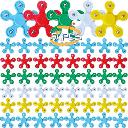 50 Pcs Mini Fidget Spinners Bulk Toys Party Favors for Kids, Goodie Bags Stuffers,Birthday Return Gifts, Treasure Box, Back to School Classroom Reward Prizes-2.4"