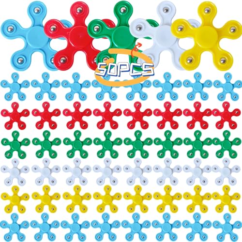 50 Pcs Mini Fidget Spinners Bulk Toys Party Favors for Kids, Goodie Bags Stuffers,Birthday Return Gifts, Treasure Box, Back to School Classroom Reward Prizes-2.4"