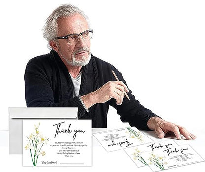 lily Minimalism Funeral Thank You Cards with Envelopes,Fillable Funeral Thank You Cards,Thank You Notes,Thank You Notes With Envelopes Set,Floral Thank You Cards,Personalized Thank You Cards,G4 - color: multicolorGX04