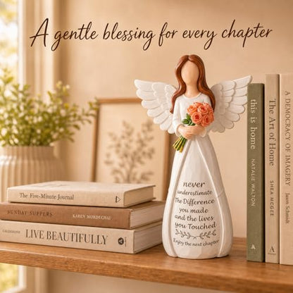 Retirement Gift for Woman - Angel Figurine&Gemstones Keychain Set