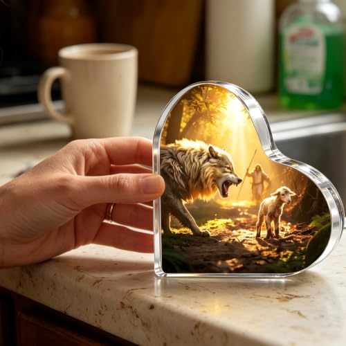 Religious Gift for Women Christian Jesus and Lamb Baptism Plaque Gifts - color: Jesus Gift C