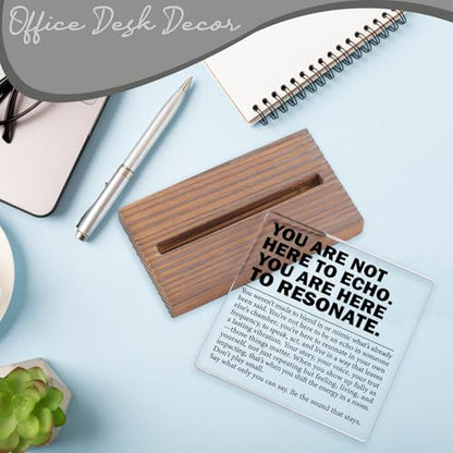 Inspirational Office Desk Sign for Coworker Employee Friend, You Are Here to Resonate Motivational Acrylic Plaque, Positive Mindset Decor Gift for Women Men EC421 - style: Coworker Employee Friend