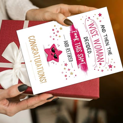 Funny Retirement Card for Women, Humorous Farewell Card - color: BK-050