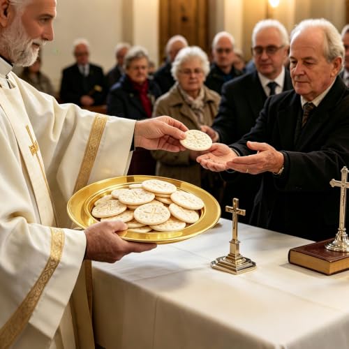 Communion Bread Tray for Churches, Round Stainless Steel Bread Plate for Wafers, Church Supplies Serving Tray for Communion and Altar Service, 1Pcs Gold Base Bread Tray - color: Gold
