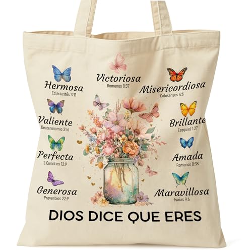 Christian Bible Tote Bag for Women Shopping Work Church with Inner Pocket - color: Beige 11