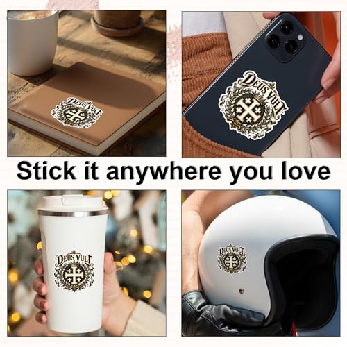 [3PCS] Jerusalem Cross Sticker, Deus Vult Medieval Crest Design, Crusader - color: Jerusalem Cross Sticker