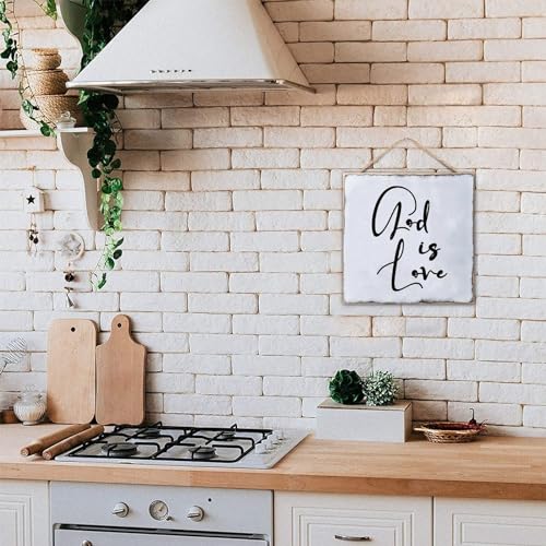 Bible Verse Sign God Is Love Wooden Quote Sign 12x12 Bible Verse Sign Inspirational Christian Gifts Religious Sign Rustic Wood Hanging Sign for Home Bedroom Living Room Wooden Poster - color: Wooden Color-style-3