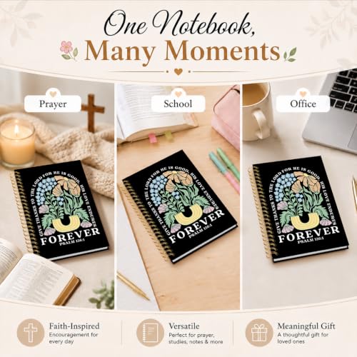 Christian Boho Floral Notebook, Religious Scripture Journal Gifts - color: The Black Bible