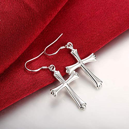 Light Weight Cross Drop Dangle Earrings Sterling Silver Plated Fashion Earring Dangles for Women