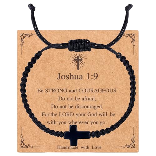 Handmade Letter Initial Bracelets A M K for Women Men Teens Cross Bracelet Black Rope Braided Jewelry Jesus Christian Bracelets Gift - color: Cross